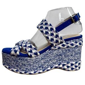 Free People Dolce Platform Wedge Sandals Heels Size 8 MSRP: $178 Boho Blue
